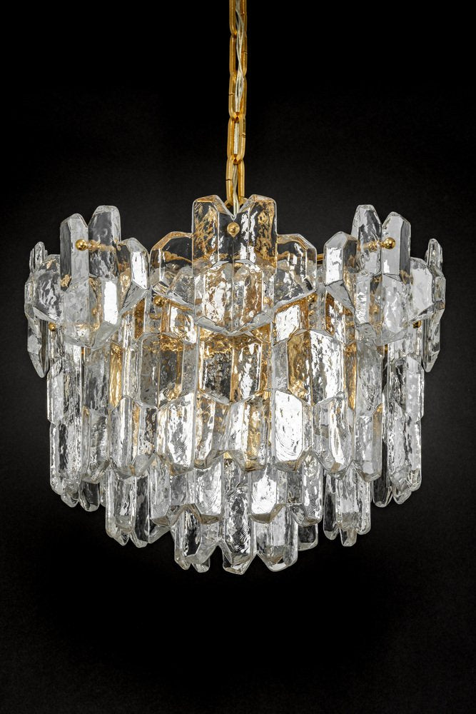 Gilt Brass and Murano Glass Palazzo Chandelier, Kalmar, Austria, 1970s