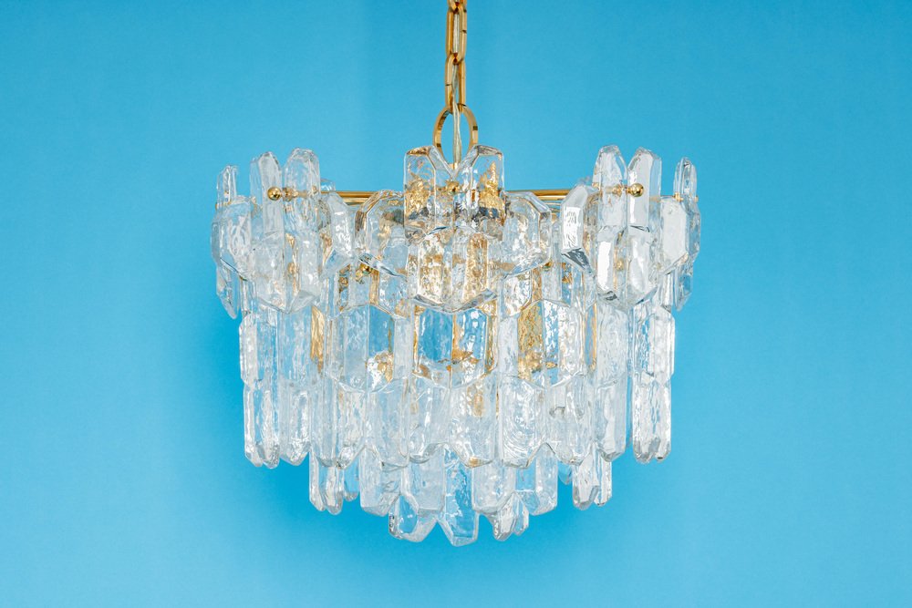 Gilt Brass and Murano Glass Palazzo Chandelier, Kalmar, Austria, 1970s