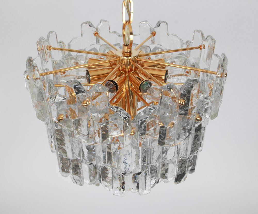 Gilt Brass and Murano Glass Palazzo Chandelier, Kalmar, Austria, 1970s