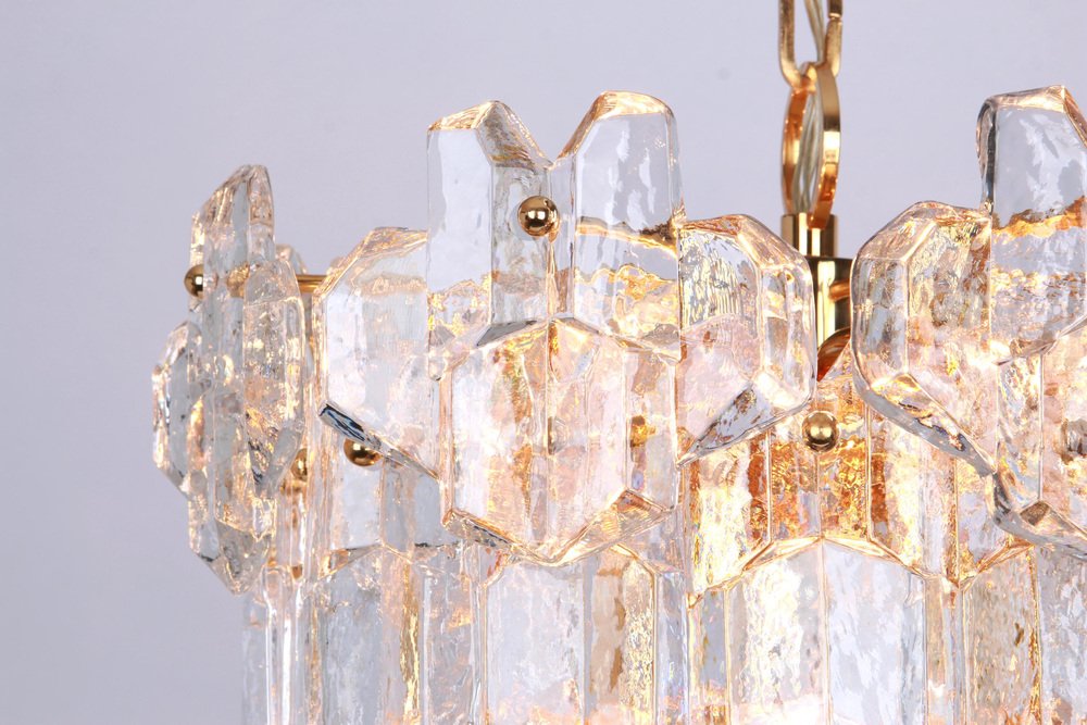 Gilt Brass and Murano Glass Palazzo Chandelier, Kalmar, Austria, 1970s