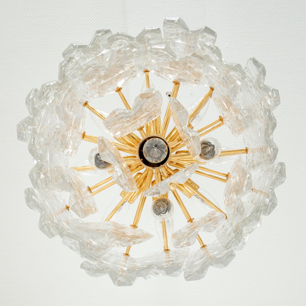 Gilt Brass and Murano Glass Palazzo Chandelier, Kalmar, Austria, 1970s