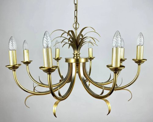 Gilt Brass Chandelier from S.A. Boulanger in the style of Maison Bagues, 1970s-GYX-1348246