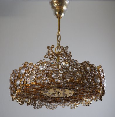 Gilt Brass & Crystal Chandelier in the style of Palwa or Lobmeyr, 1960s-GKC-823030