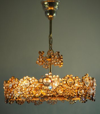 Gilt Brass & Crystal Chandelier in the style of Palwa or Lobmeyr, 1960s-GKC-823030