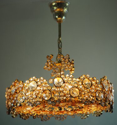 Gilt Brass & Crystal Chandelier in the style of Palwa or Lobmeyr, 1960s-GKC-823030