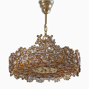 Gilt Brass & Crystal Chandelier in the style of Palwa or Lobmeyr, 1960s-GKC-823030