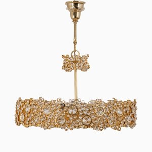 Gilt Brass & Crystal Glass Encrusted Chandelier from Palwa, Germany, 1970s-UGR-1288479