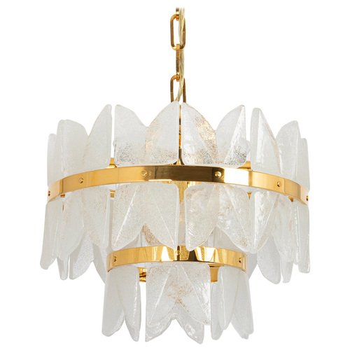 Gilt Brass & Crystal Glass Light Chandelier Corina, Kalmar, Austria, 1970s