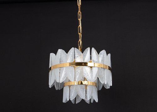 Gilt Brass & Crystal Glass Light Chandelier Corina, Kalmar, Austria, 1970s