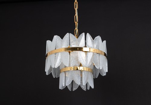 Gilt Brass & Crystal Glass Light Chandelier Corina, Kalmar, Austria, 1970s