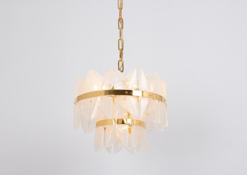 Gilt Brass & Crystal Glass Light Chandelier Corina, Kalmar, Austria, 1970s