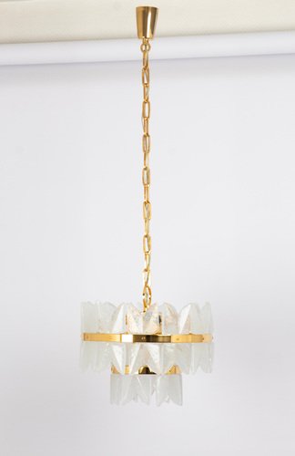 Gilt Brass & Crystal Glass Light Chandelier Corina, Kalmar, Austria, 1970s