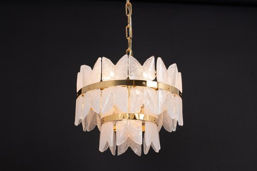 Gilt Brass & Crystal Glass Light Chandelier Corina, Kalmar, Austria, 1970s