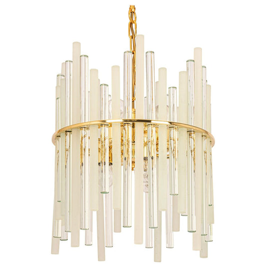 Gilt Brass & Crystal Glass Rods Chandelier by C.Palme, Germany, 1970s