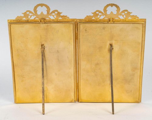 Gilt Brass Double Photo Frames, 19th Century, Set of 2