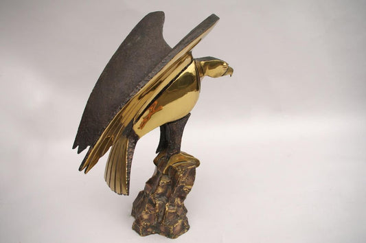 Gilt Brass Eagle Sculpture by Daniel Chassin, 1990s