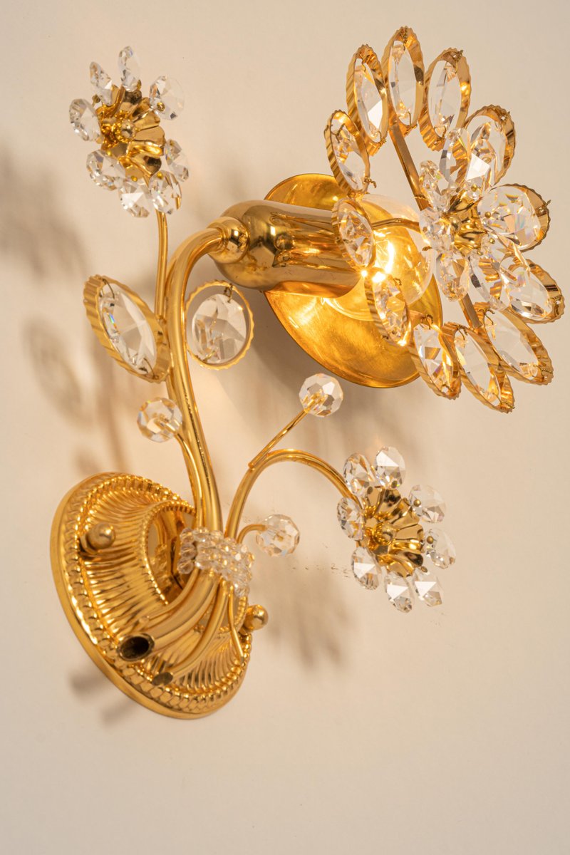 Gilt Brass Flower Shape Wall Lights from Palwa, Germany, 1970s