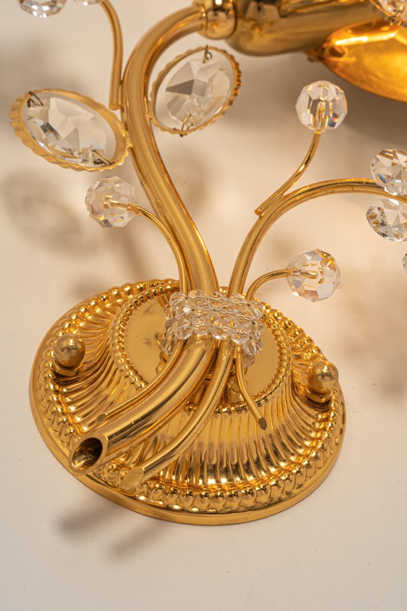 Gilt Brass Flower Shape Wall Lights from Palwa, Germany, 1970s