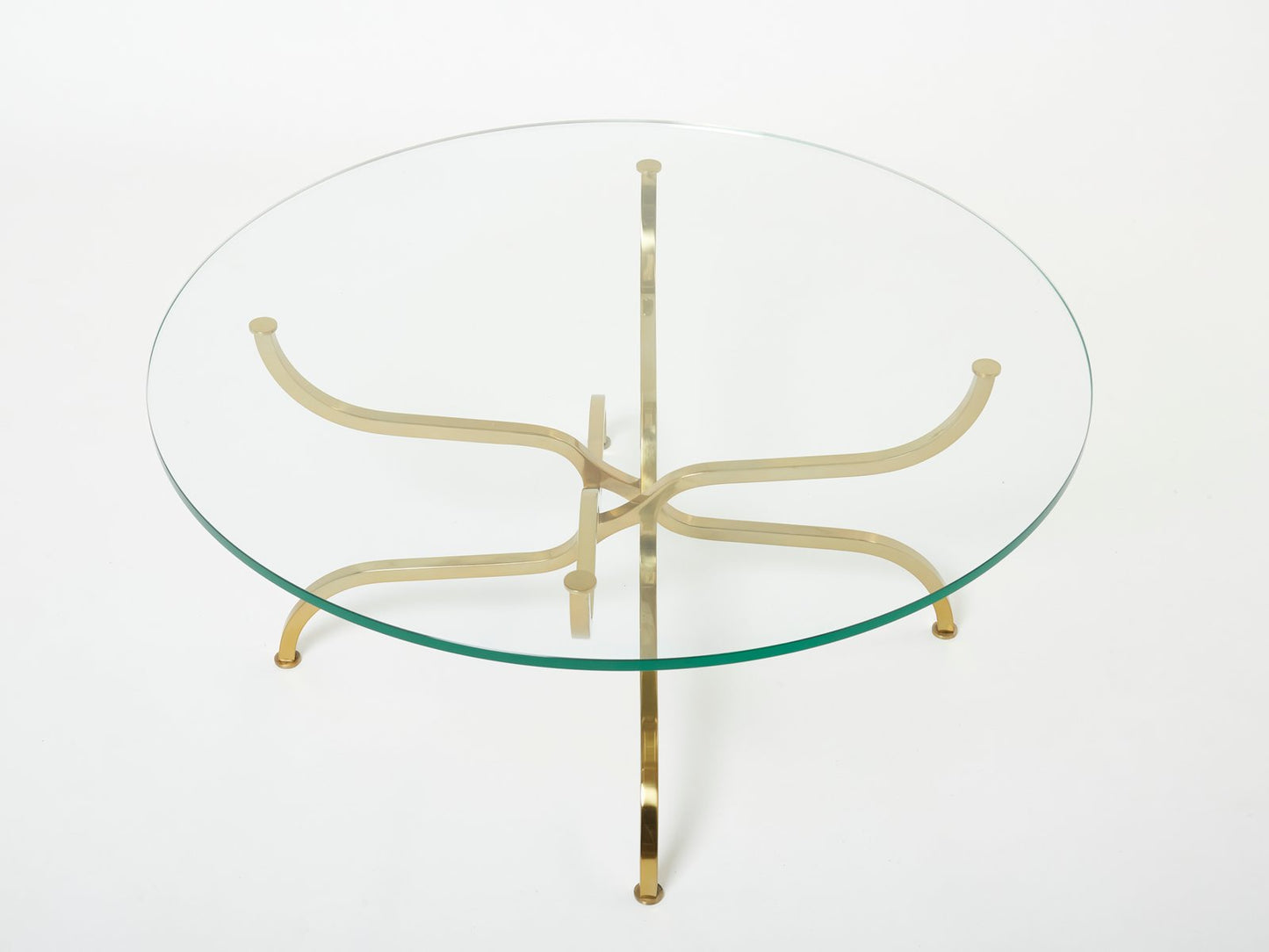 Gilt Brass Glass Coffee Table by Georges Geffroy, 1960s