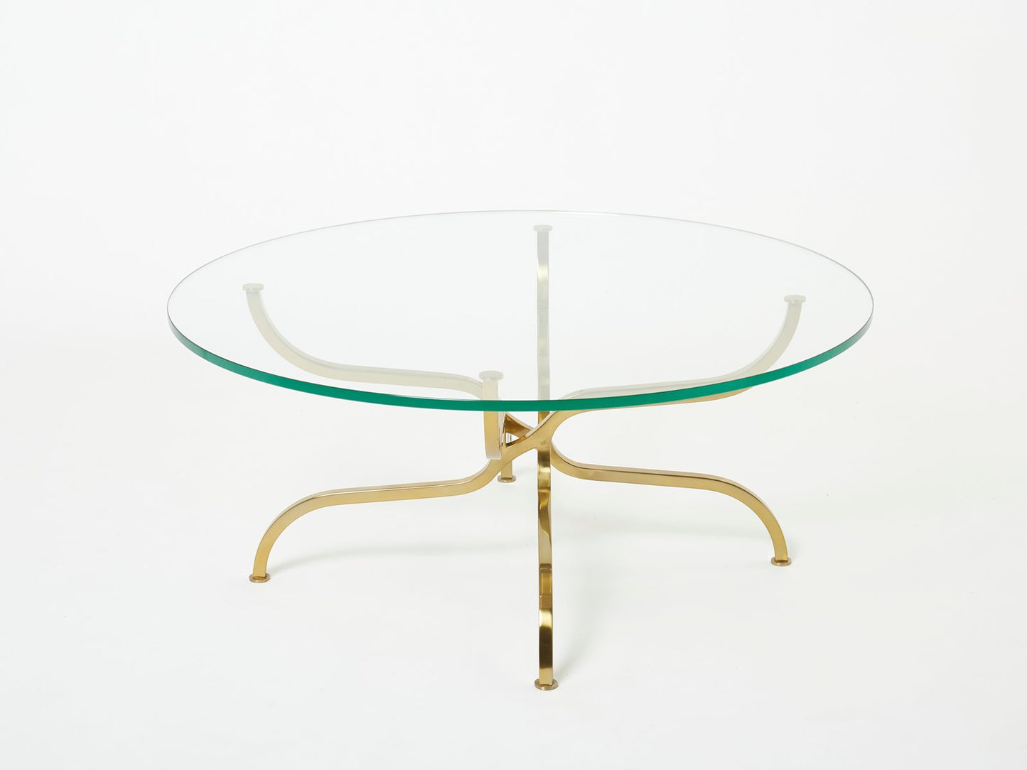 Gilt Brass Glass Coffee Table by Georges Geffroy, 1960s