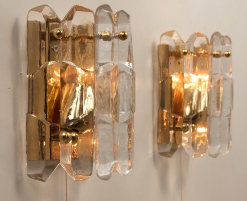 Gilt Brass & Glass Palazzo Light Fixtures by J. T. Kalmar, 1970, Set of 7-VDW-995275