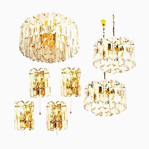 Gilt Brass & Glass Palazzo Light Fixtures by J. T. Kalmar, 1970, Set of 7-VDW-995275