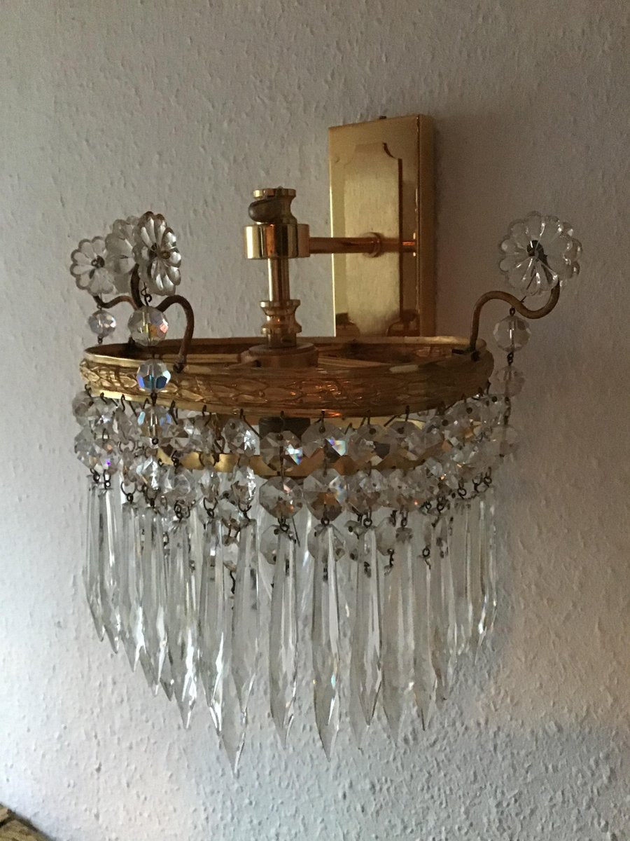 Gilt Brass & Glass Wall Sconce by Ernst Palme, 1960s