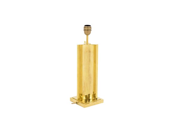 Gilt Brass Lamp with a Geometrical Shaft, 1970s-CEJ-971421