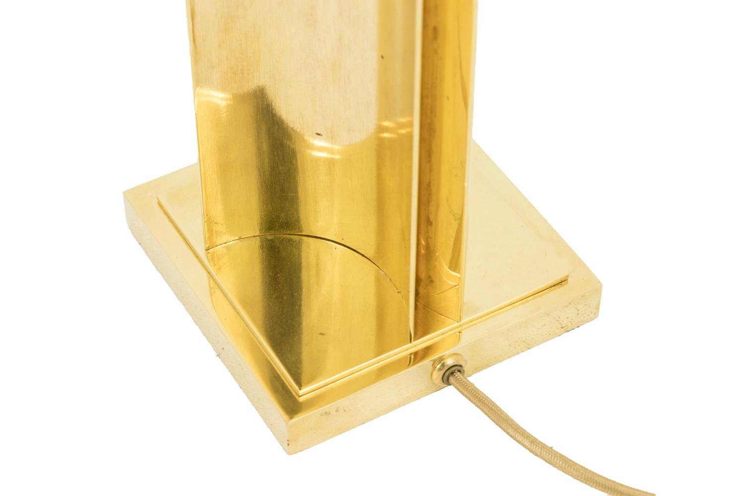 Gilt Brass Lamp with a Geometrical Shaft, 1970s