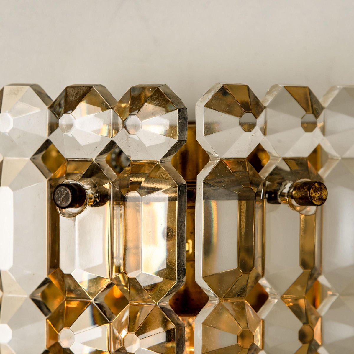 Gilt Brass, Metal & Crystal Glass Sconces Wall Lights from Kinkeldey, 1960s, Set of 2