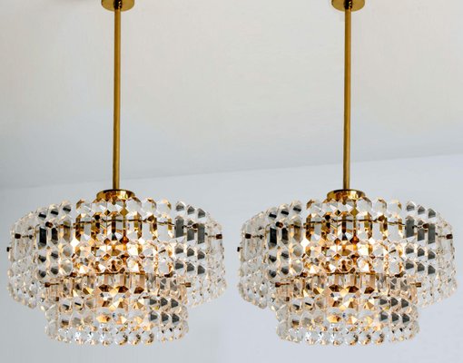 Gilt Brass, Metal & Crystal Glass Sconces Wall Lights from Kinkeldey, 1960s, Set of 2-VDW-770004