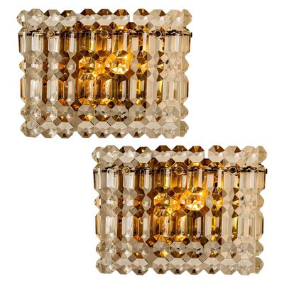 Gilt Brass, Metal & Crystal Glass Sconces Wall Lights from Kinkeldey, 1960s, Set of 2-VDW-770004