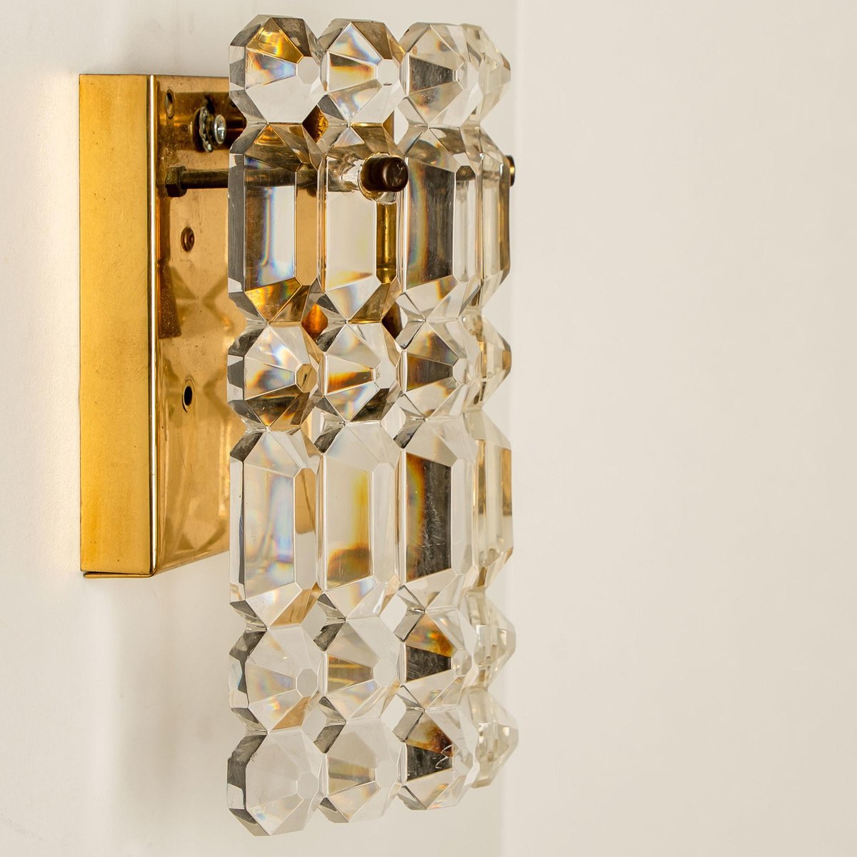 Gilt Brass, Metal & Crystal Glass Sconces Wall Lights from Kinkeldey, 1960s, Set of 2