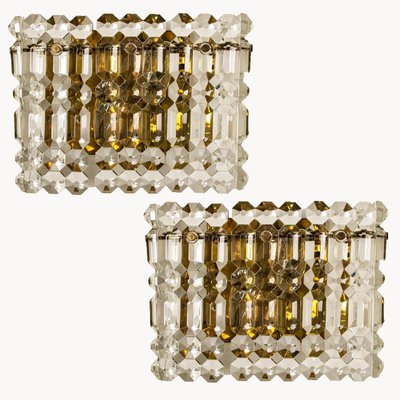 Gilt Brass, Metal & Crystal Glass Sconces Wall Lights from Kinkeldey, 1960s, Set of 2-VDW-770004