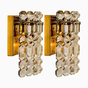 Gilt Brass, Metal & Crystal Glass Sconces Wall Lights from Kinkeldey, 1960s, Set of 2-VDW-770003