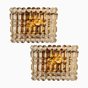 Gilt Brass, Metal & Crystal Glass Sconces Wall Lights from Kinkeldey, 1960s, Set of 2-VDW-770004