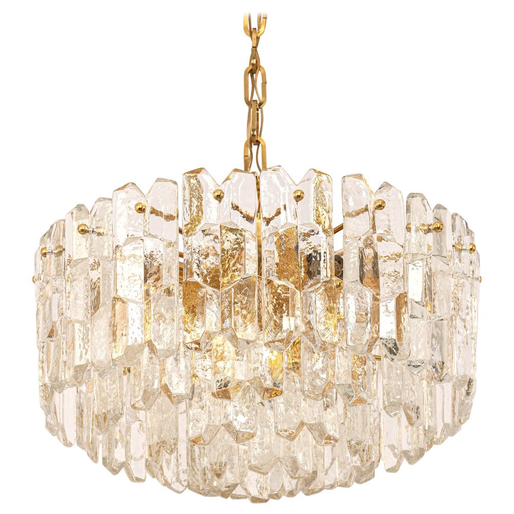 Gilt Brass & Murano Glass Palazzo Chandelier from Kalmar, Austria, 1970s