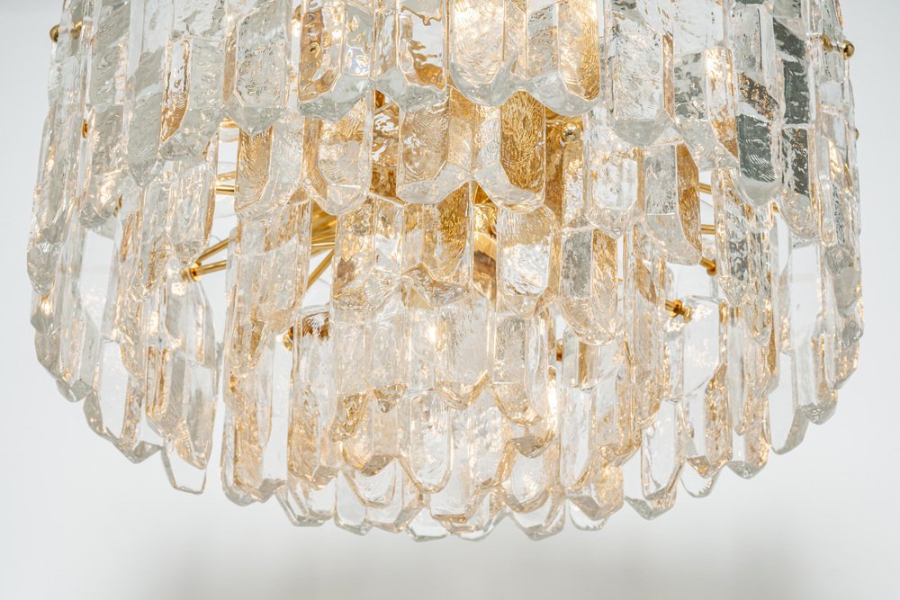 Gilt Brass & Murano Glass Palazzo Chandelier from Kalmar, Austria, 1970s