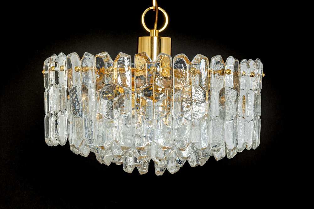 Gilt Brass & Murano Glass Palazzo Chandelier from Kalmar, Austria, 1970s