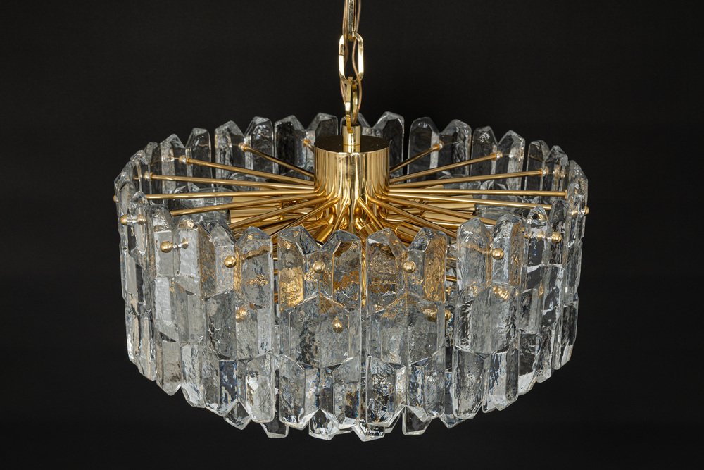 Gilt Brass & Murano Glass Palazzo Chandelier from Kalmar, Austria, 1970s