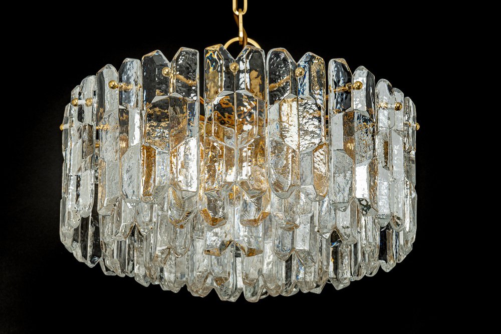 Gilt Brass & Murano Glass Palazzo Chandelier from Kalmar, Austria, 1970s