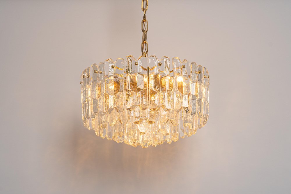 Gilt Brass & Murano Glass Palazzo Chandelier from Kalmar, Austria, 1970s