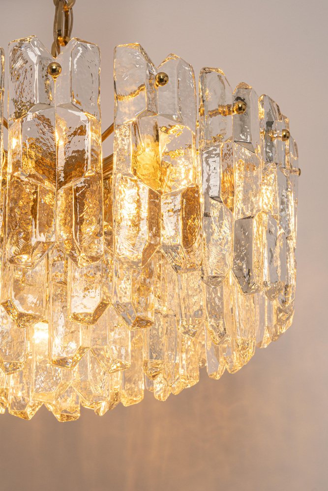 Gilt Brass & Murano Glass Palazzo Chandelier from Kalmar, Austria, 1970s