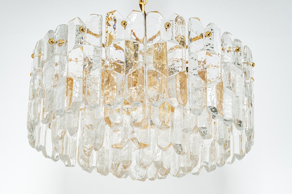 Gilt Brass & Murano Glass Palazzo Chandelier from Kalmar, Austria, 1970s