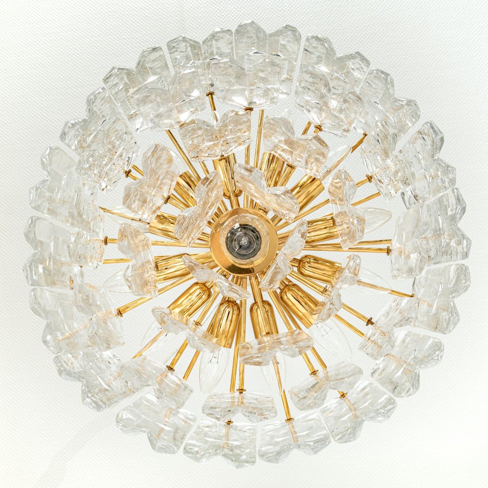 Gilt Brass & Murano Glass Palazzo Chandelier from Kalmar, Austria, 1970s