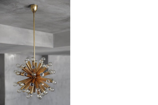 Gilt Brass Pendant Lamp with Swarovski Balls from Ernst Palme, 1960s