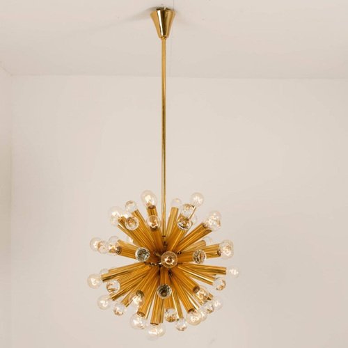 Gilt Brass Pendant Lamp with Swarovski Balls from Ernst Palme, 1960s