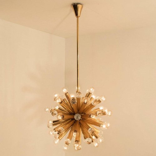 Gilt Brass Pendant Lamp with Swarovski Balls from Ernst Palme, 1960s