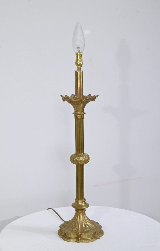 Gilt Bronze Candleholder Table Light, Late 19th Century