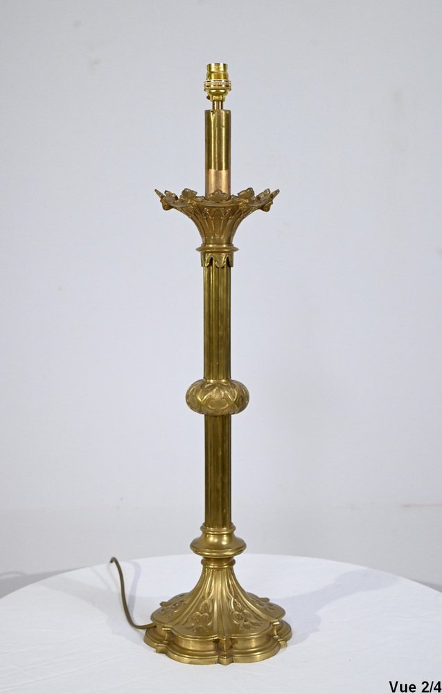 Gilt Bronze Candleholder Table Light, Late 19th Century